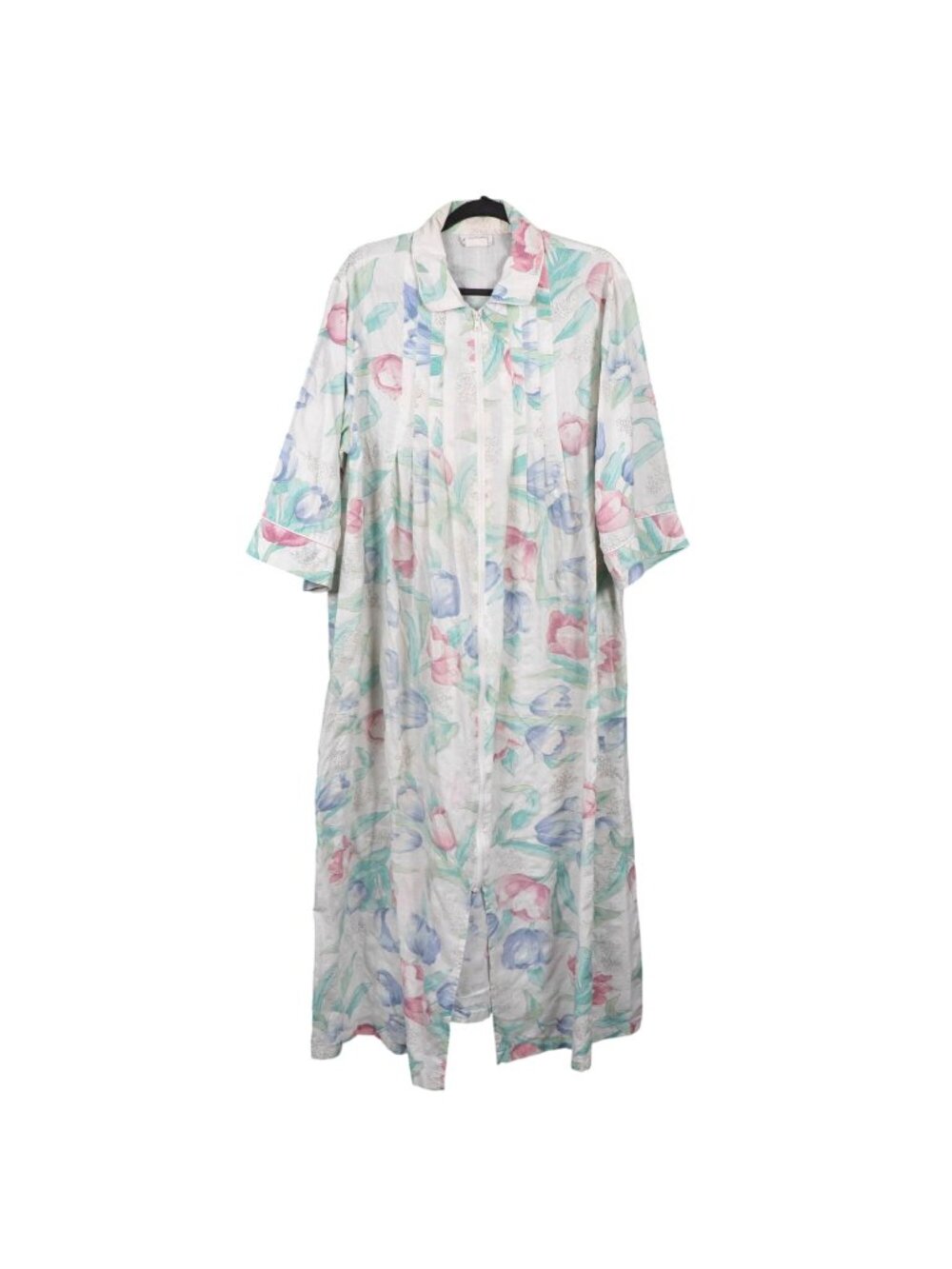Appel VTG Floral Robe M Womens Full Zip Cotton Blend Short Sleeve Grammacore